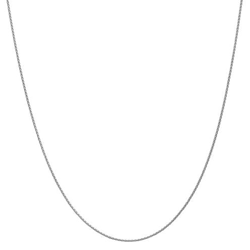 14K White Gold Solid Wheat 14 Inch Chain Necklace