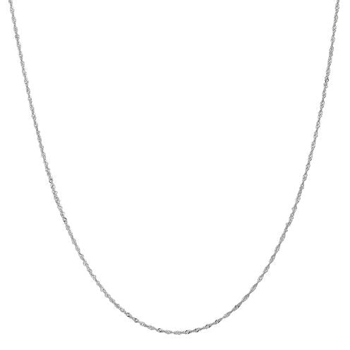 14K White Gold Solid Singapore 14 Inch Chain Necklace