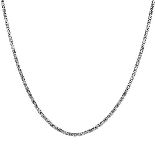 14K White Gold Solid Byzantine 18 Inch Chain Necklace