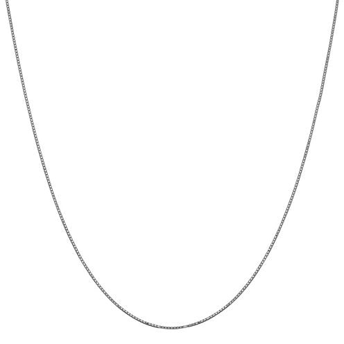 14K White Gold Solid Box 16 Inch Chain Necklace