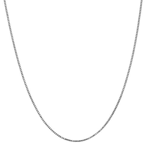 14K White Gold Solid Box 14 Inch Chain Necklace