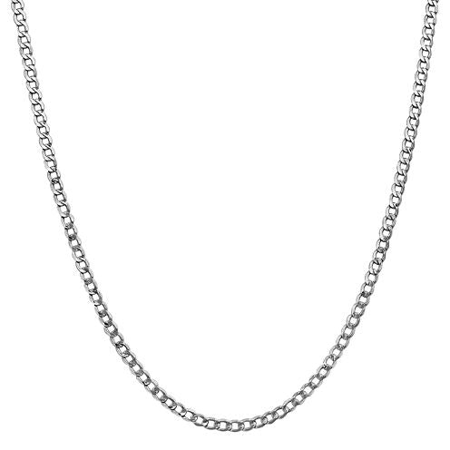 14K White Gold Semisolid Curb 16 Inch Chain Necklace