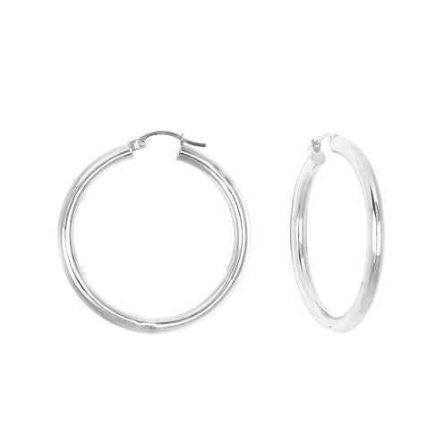 14K White Gold Large Hoop Earrings