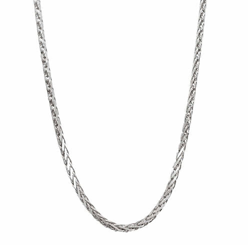 14K White Gold Diamond-Cut Wheat Chain Necklace