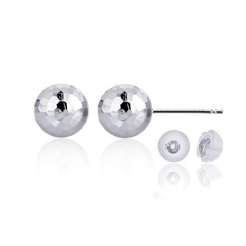 14K White Gold 8mm Stud Earrings