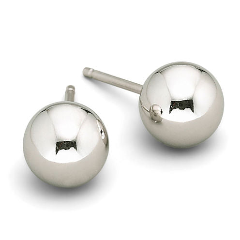 14K White Gold 6mm Ball Stud Earrings