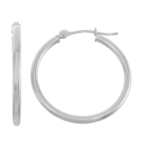 14K White Gold 20mm Hoop Earrings