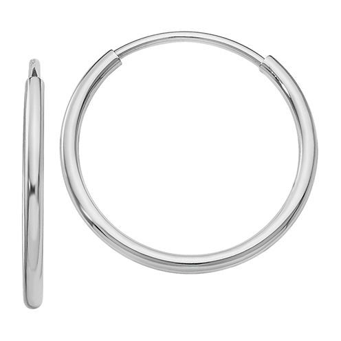 14K White Gold 16mm Round Hoop Earrings