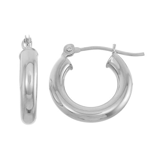 14K White Gold 15mm Hoop Earrings