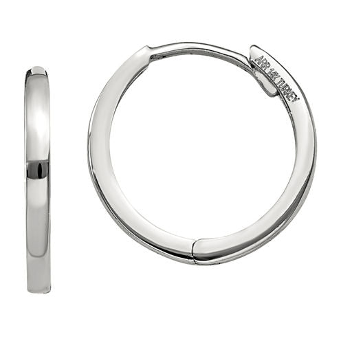 14K White Gold 11mm Round Hoop Earrings