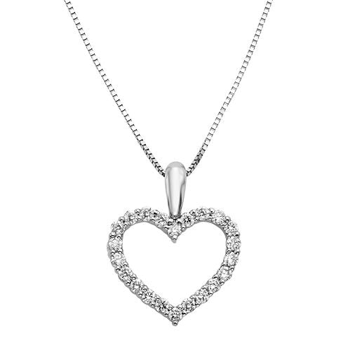 14K White Gold 1/4 CT. T.W. Diamond IGL Certified Heart Pendant Necklace