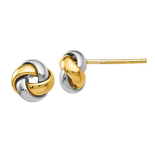 14K Two Tone Gold 8mm Knot Stud Earrings