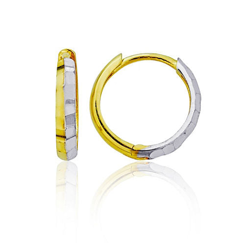 14K Two Tone Gold 12mm Hoop Earrings