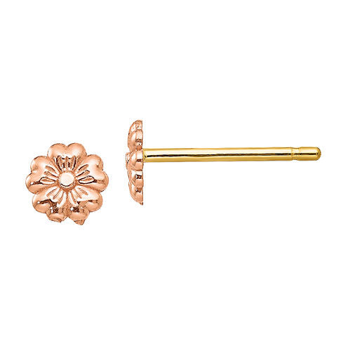 14K Rose Gold 4mm Flower Stud Earrings