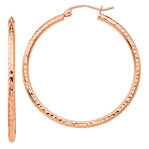 14K Rose Gold 35mm Round Hoop Earrings