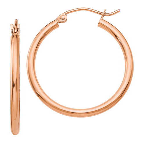 14K Rose Gold 25mm Round Hoop Earrings