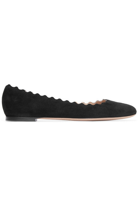 Lauren scalloped suede ballet flats