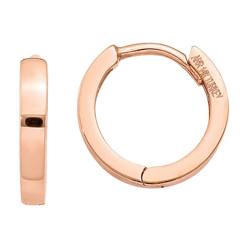 14K Rose Gold 11mm Round Hoop Earrings