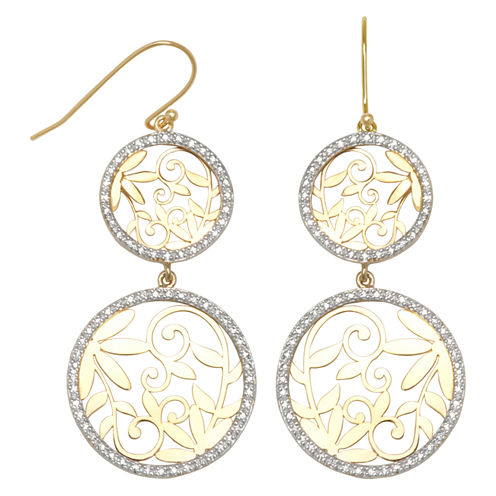 14K Gold-Over-Silver Diamond-Accent Double Circle Earrings