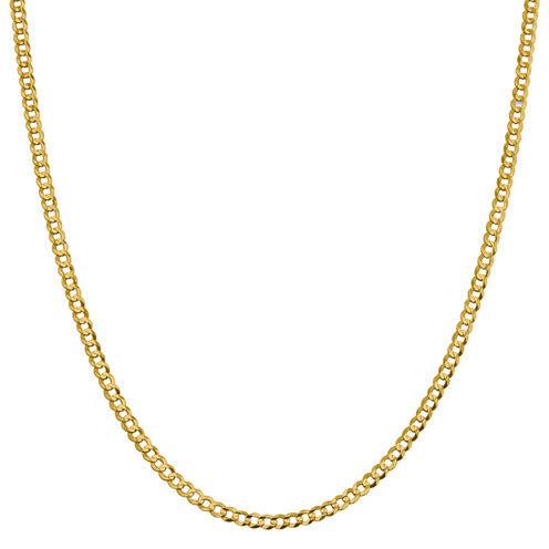 14K Gold Solid Curb 16 Inch Chain Necklace