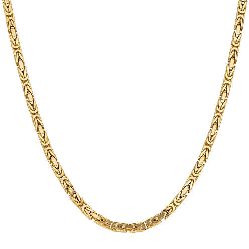 14K Gold Solid Byzantine 24 Inch Chain Necklace