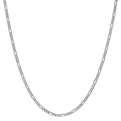 14K Gold Semisolid Figaro 24 Inch Chain Necklace