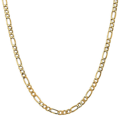 14K Gold Semisolid Figaro 16 Inch Chain Necklace