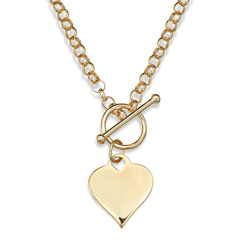 14K Gold Over Sterling Silver Heart Toggle Link Necklace