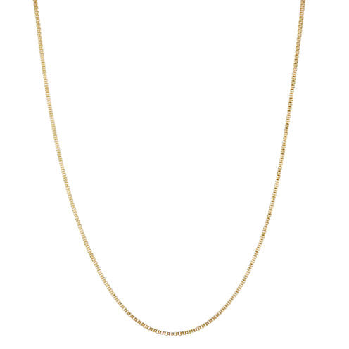 14K Gold Over Silver Solid Box 15 Inch Chain Necklace