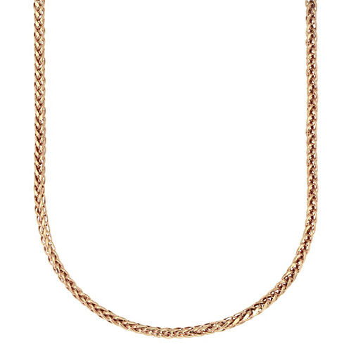 14K Gold Hollow Wheat 18 Inch Chain Necklace