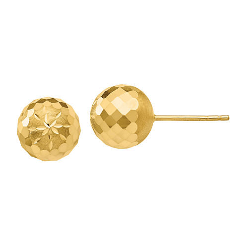 14K Gold 9mm Round Stud Earrings