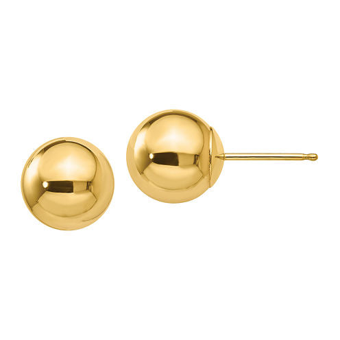 14K Gold 8mm Round Stud Earrings