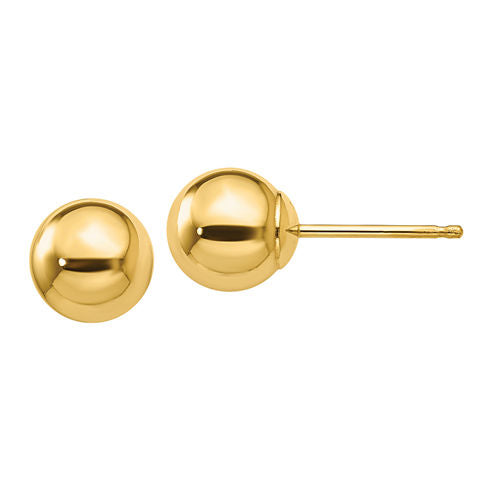 14K Gold 6mm Round Stud Earrings