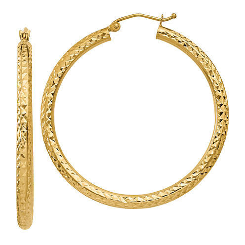 14K Gold 40mm Round Hoop Earrings