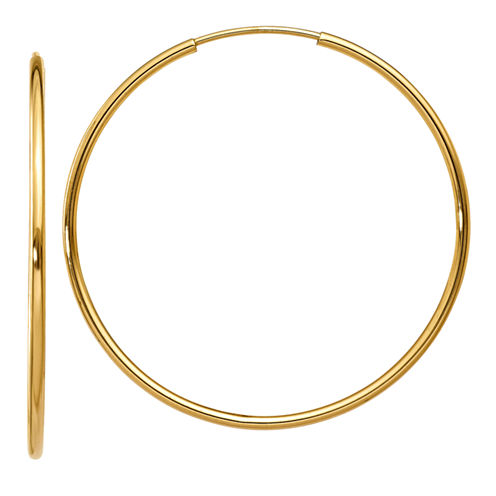 14K Gold 30mm Round Hoop Earrings