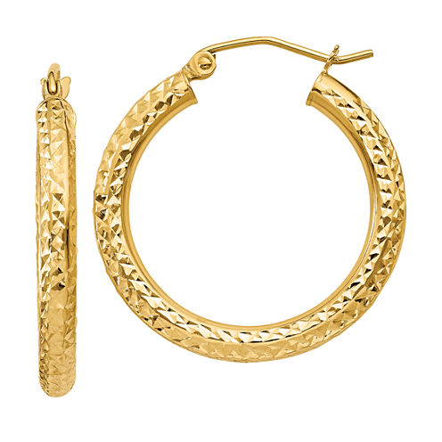 14K Gold 25mm Round Hoop Earrings