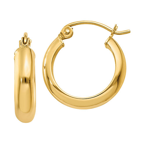 14K Gold 17mm Round Hoop Earrings