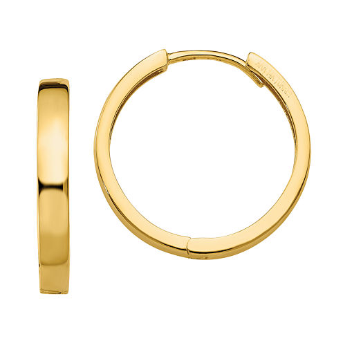 14K Gold 15mm Round Hoop Earrings