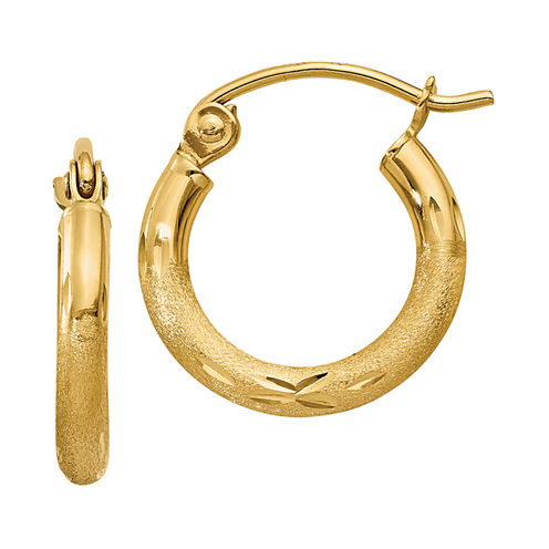 14K Gold 13mm Round Hoop Earrings