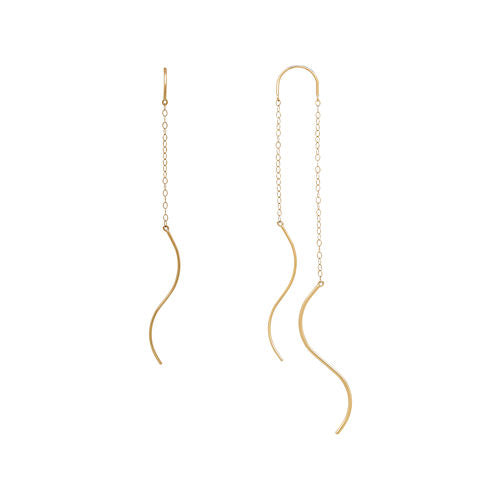 14K Gold "S" Tube Chain Threader Earrings