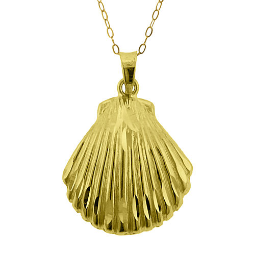 10K Yellow Gold Seashell Pendant Necklace