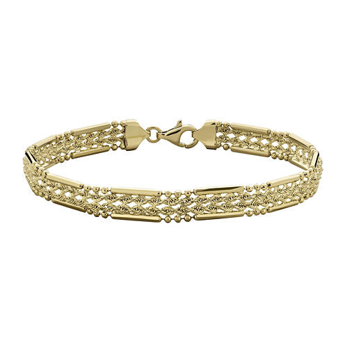 10K Yellow Gold 6.5mm Semi-Solid Woven Rope Bracelet