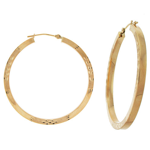 10K Yellow Gold 38mm Square-Tubed Hoop Earrings