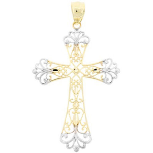 10K Two-Tone Gold Cross Pendant