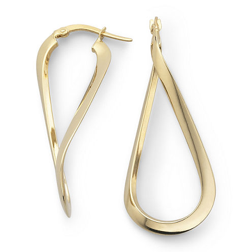 10K Gold Wave Hoop Earrings