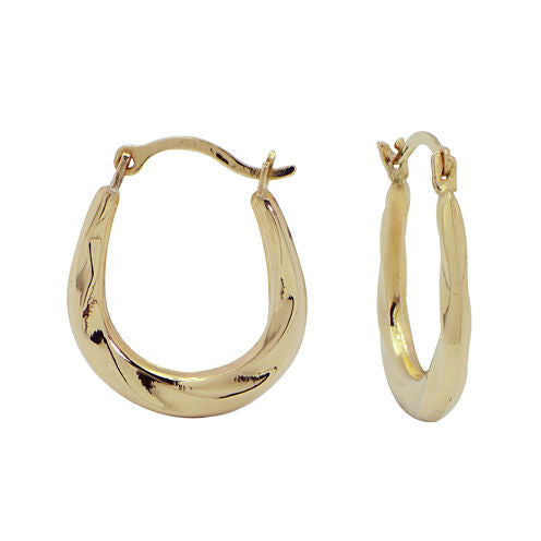 10K Gold Small Oval Twist Hoop Earrings