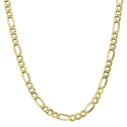 10K Gold Semisolid Figaro 24 Inch Chain Necklace