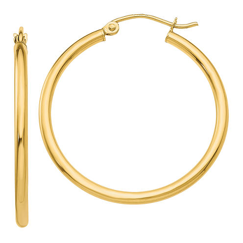 10K GOLD 26mm Round Hoop Earrings