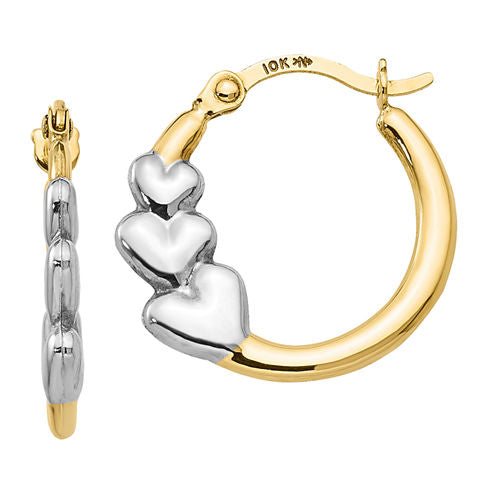 10K GOLD 16mm Heart Hoop Earrings