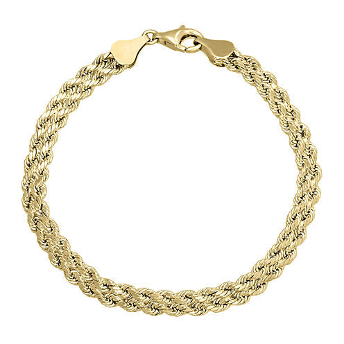 10K Gold  4.9mm 7.25" Double Rope Bracelet